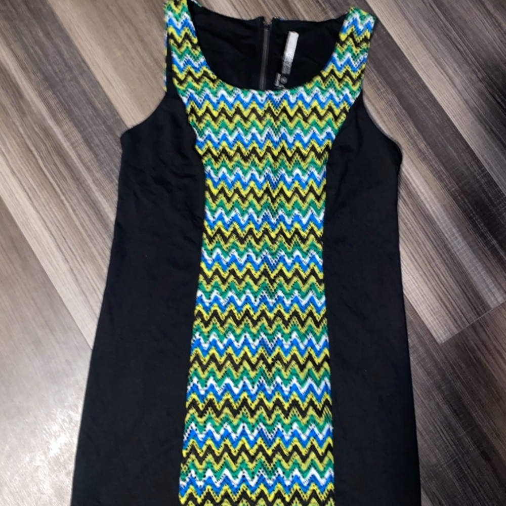 Kensie Black and Blue Sheath Mini Dress Sleeveless Scoop Neck - Picture 7 of 13